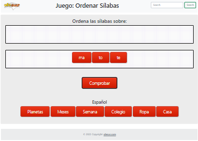 Juego: Ordenar Slabas