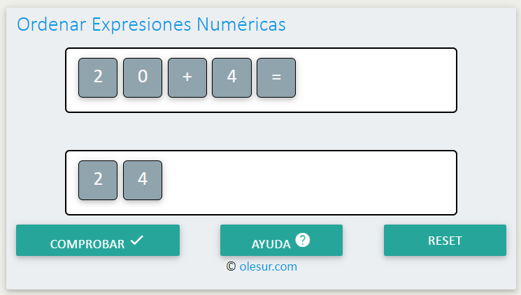 Juego Interactivo: Ordenar Expresiones Matemticas