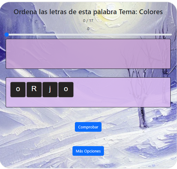 Juego Ordenar Letras: varios temas, deportes, msica, colores.